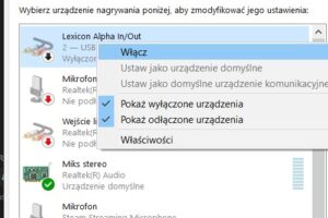 Ustawienia karty dźwiękowej dla audycji na żywo